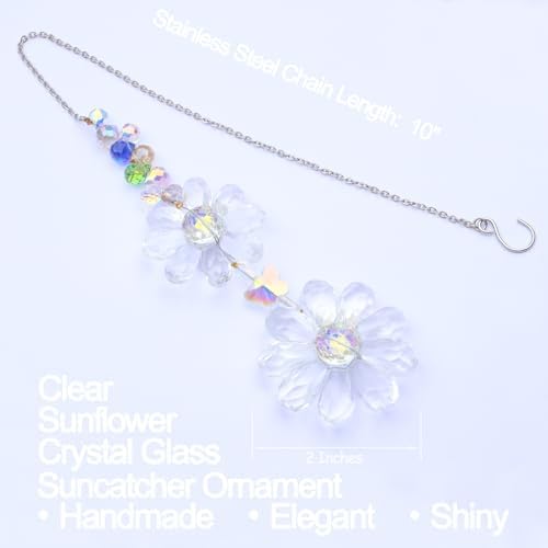 Crystal Flower Suncatcher Hanging Ornament, Rainbow Maker Window Sun Catcher Indoor Outdoor Patio Garden Decor (Clear) - Image 2