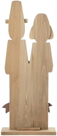 Glitzhome 36''H Thanksgiving Pilgrim Couple with Turkey Porch Sign, Farmhouse Wooden Welcome Sign Standing Porch Decor for Fall Harvest Autumn Thanksgiving - Image 5