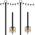 2 Pack 10 ft Heavy Duty Metal String Light Poles Adjustable Outdoor Lighting Stand for Patio,Backyard,Garden,Party & Wedding Rustproof & Sturdy with Hooks by Aulimhti
