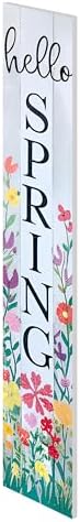 8"x48" Spring Welcome Sign for Front Porch, Hello Spring Porch Sign for Front Door Durable PVC Welcome Home Decorations for Outdoors p (Design 9) - Image 3