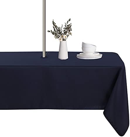 LUSHVIDA Rectangle Outdoor Tablecloth with Umbrella Hole 52x70 Inch Navy by LUSHVIDA