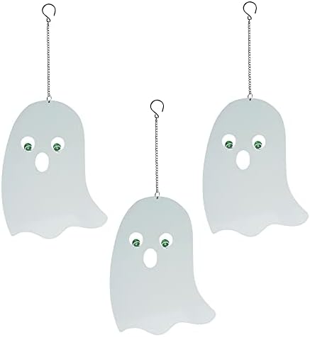 Halloween Glow in The Dark Metal Ghost Pendant Set of 3, Indoor Outdoor Hanging Decor Ornament by LimygusHomeGarden
