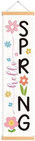 Spring Porch Banner, Hello Spring Door Banners, Hanging Door Banner, Seasonal Porch Banners, Springtime Party Decoration Outdoor Indoor Front for Home Farmhouse School Classroom by Unknown