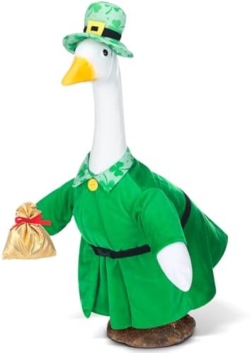 Cutecrop St. Patrick's Day Goose Outfit Porch Goose Clothes for 23" Lawn Outdoor Garden Yard Patio Statue St. Patrick's Day Decor by Cutecrop