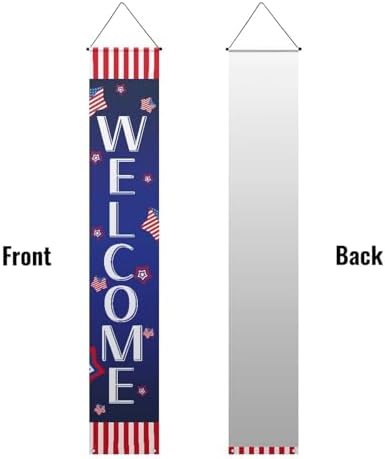 doginthehole Happy 4th of July Door Banner with Grommets for Independence Day Porch Sign Stars and Stripes Hanging Flag Memorial Day Party Yard Indoor Outdoor Decorations - Image 3
