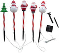 Solar Christmas Pathway Lights - 5 Designs (Star, Snowflake, Santa, Bell), Auto On/Off, Waterproof Warm White LED Color Stake Lights for Garden Yard Holiday Party Décor (Combination) by HOEIAOutdoorOasis