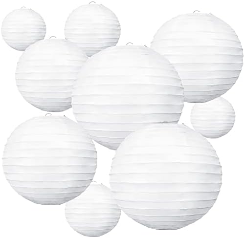 BEISHIDA White Paper Lanterns 10Pcs 4/6/8/10/12 Inch Round Chinese Lamp by Beishida