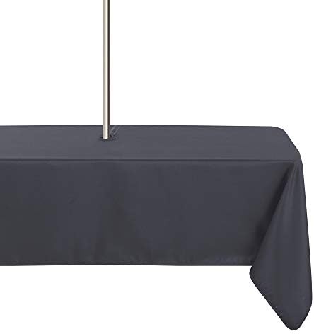 LUSHVIDA Rectangle Outdoor Tablecloth with Umbrella Hole 60x84 Inch Grey by LUSHVIDA
