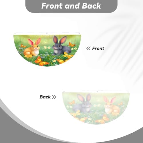 Easter Rabbit Butterflies Semicircular Hanging Decorative Bunting Flag 2pcs - Image 2