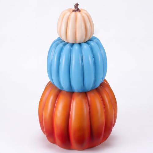 Wesiti 1 Pcs 21.3'' Large Fake Outdoor Stacked Pumpkins for Front Porch by Unteilti