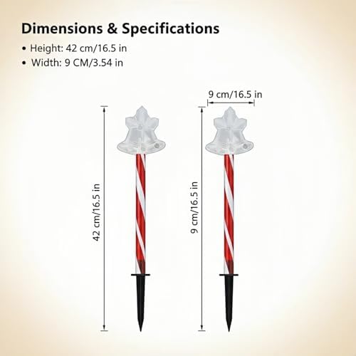 Solar Christmas Pathway Lights - 5 Designs (Star, Snowflake, Santa, Bell), Auto On/Off, Waterproof Warm White LED Color Stake Lights for Garden Yard Holiday Party Décor (Bell) - Image 6