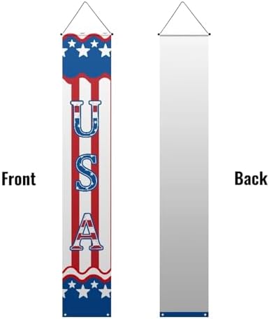 doginthehole 250th Anniversary USA Banner Set 12 x 71 Inch, Vertical Patriotic Hanging Banners, Statue of Liberty Eagle Porch Signs 4th of July Decorations Wall Porch Door Decor, Red White Blue - Image 6