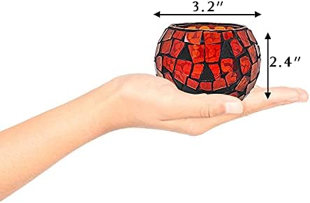 SHMILMH Halloween Candles Holder Set of 4, Grimace Tealight Holders, Handmade Mosaic Pumpkin Glass Votive Candle Holders for Halloween Table Centerpiece Home Decor - Image 3