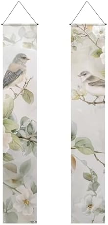 doginthehole 2 Pack Porch Banners for Front Door Aesthetic Floral Hummingbird Hanging Porch Flag for Outside Spring Summer Porch Signs and Decor Outdoor by doginthehole