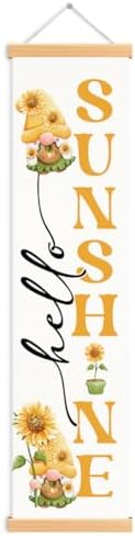 Hello Sunshine Porch Banner, Sunflower Hanging Door Banners, Rustic Welcome Banner for Front Door Indoor Outdoor Decor, Seasonal Party Decorations for Farmhouse Yard Home Classroom by Unknown