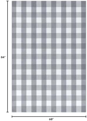 KOZYFLY Buffalo Plaid Area Rug 5x7 ft Living Room Rug, Gray and White - Image 2