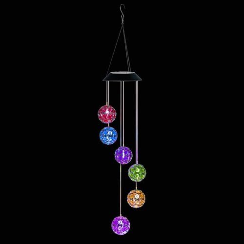 Alpine Corporation RGG648SLR 29" Tall Solar Hanging Gem Sphere Mobile with LED Light, Statement Décor for Lawn & Garden - Image 2