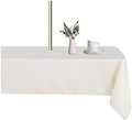 LUSHVIDA Rectangle Outdoor Tablecloth with Umbrella Hole 60x84 Inch Beige by LUSHVIDA