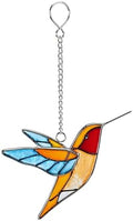 Stained Glass Hummingbird Suncatcher, Blue Wings, 4.9 Inch by MYCRLIFE