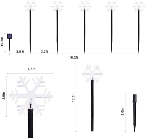 5 Pack Christmas Solar Pathway Lights, Snowflake Outdoor Decorations - Image 2