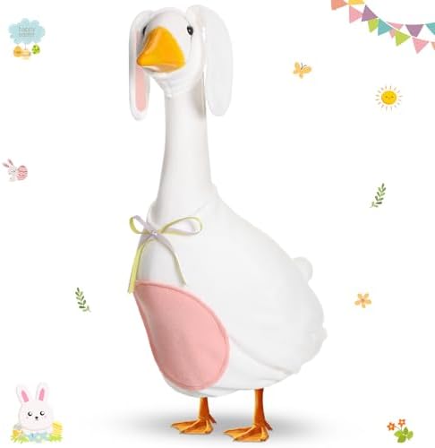 FuWeave Porch Goose Outfit 17", Pink White Easter Bunny for Lawn Patio by FuWeave