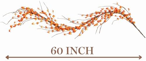 Artificial Bittersweet Garland for Fall Décor 60-Inch, Autumn Berries and Leaves for Thanksgiving, Halloween, and Wedding Decorations – Perfect for Mantels, Staircases, and Centerpieces - Image 5