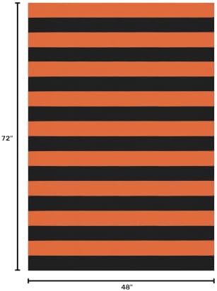 KILOCOCO 4x6 ft Halloween Striped Woven Orange Rugs Fall Front Door Rug - Image 2
