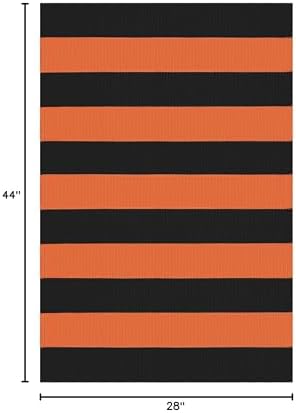 IOHOUZE Fall Striped Outdoor Door Mat 27.5x43, Washable, Orange Black - Image 2