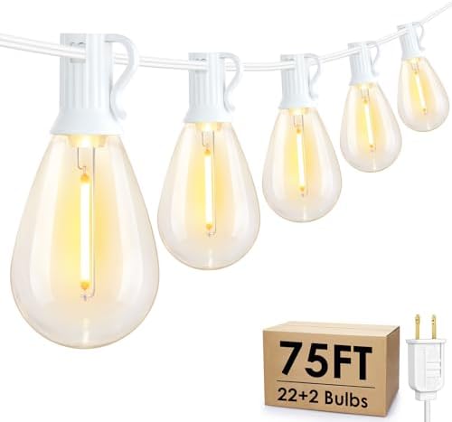 Larkvue 75FT LED Outdoor String Lights, Patio Light, 22+2 S11 Bulbs, White by Larkvue