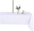 LUSHVIDA Rectangle Outdoor Tablecloth with Umbrella Hole 60x120 Inch White by LUSHVIDA