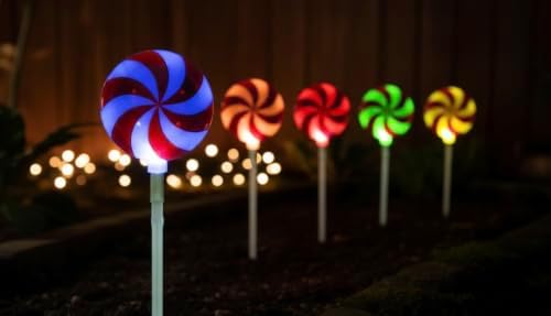Brite Star Candy Lollipop Pathway Christmas Lights - Color Changing 5.25-inch Pathmarker Ideal for Outdoor Lighting, Backyard Decor, Patio Lighting, Christmas Decorations, and Landscape Lighting - Image 5