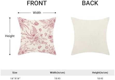 CXMEIFLY Hot Pink Spring Pillow Covers 18 x 18 Inch Set of 2 for Chinoiserie Flowers Decor Throw Pillows Floral Leaves Seasonal Plant Outdoor Decorative Cushion Cases for Couch Bed Decorations - Image 5