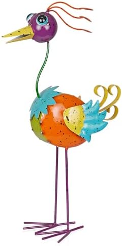 Alpine Corporation LAZ328HH Quirky Metal Rainbow Bird Decor, Animal Statue for Patio, Lawn & Garden, 21" H, Multicolor by Unknown