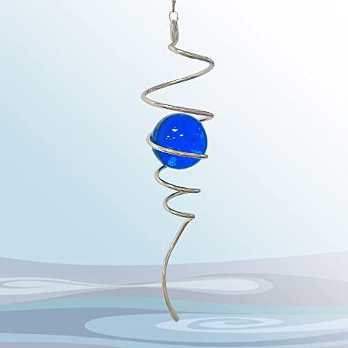 Aoedelyart Wind Spinner Tail Gazing Ball Spiral Tail Wind Spinner Stabilizer Sun Catcher Visual Illusion in Spinning Yard Art Decor,Indoor Outdoor Garden Decoration Wind Sculptures-13 in(Dark Blue) by Aoedelyart
