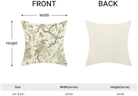 CXMEIFLY Spring Floral Birds Pillow Covers 24 x 24 Inch Set of 2 for Chinoiserie Flowers Decor Throw Pillows Sage Green Plant Outdoor Decorative Cushion Cases for Couch Bed Decorations - Image 5