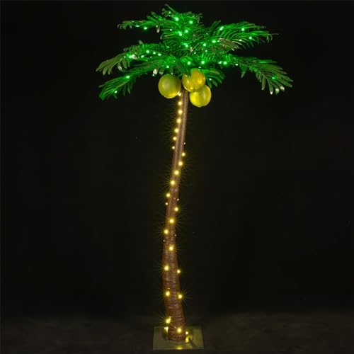 TYBEEU 5ft Lighted Palm Tree with 136 LED Lights & Glowing Coconuts by TYBEEU