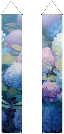 2 Pcs Floral Porch Banners Spring Summer Dragonfly Flower Hanging Flag Porch Sign for Front Door Outdoor Seasonal Holiday Wedding Yard Decor Farmhouse Indoor Wall Backdrop by WelcometoLuarisgur
