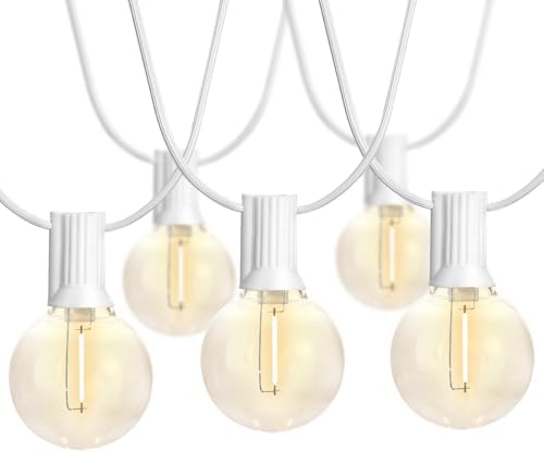 SUNTHIN 27FT White Outdoor String Lights with 14 G40 LED Bulbs by SUNTHIN