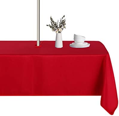 LUSHVIDA Square Outdoor Tablecloth with Umbrella Hole 54x54 Inch Red by LUSHVIDA
