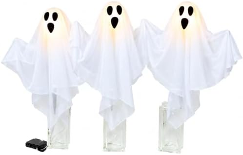 Fun Express Halloween Ghost Yard Stakes - 3 Pack Lighted Lawn Decorations by FunExpress