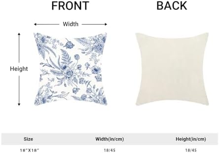 CXMEIFLY Spring Floral Leaves Pillow Covers 18 x 18 Inch Set of 2 for Chinoiserie Flowers Decor Throw Pillows Blue and White Seasonal Plant Outdoor Decorative Cushion Cases for Couch Bed Decorations - Image 5