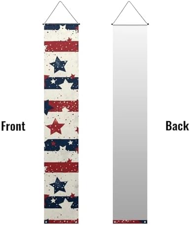 doginthehole 4th of July Door Banner Patriotic Bald Eagle Porch Sign Memorial Day American Flag Stars Stripe Front Door Decorative Hanging Welcome Banner 2pcs USA Decoration Home Outdoor Yard Decor - Image 3