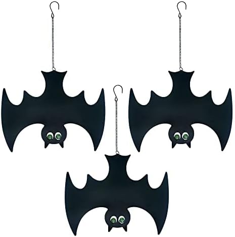 Halloween Glow in The Dark Metal Bat Ghost Hanging Decor Set of 3 for Indoor Outdoor Party Decor by LimygusHomeGarden