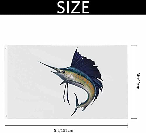 Yekiua Sailfish Flag 3X5 Outdoor Blue Marlin Striped Fish Sword Jumping Double Sided Flags All Weather Long Lasting With 2 Brass Grommets - Image 2