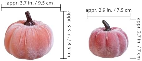 Winlyn 16 Pcs Assorted Artificial Velvet Pumpkins Blush Coral Pink Peach Cream Decorative Fabric Foam Pumpkins for Fall Wedding Baby Shower Thanksgiving Pastel Halloween Wreath Table Décor - Image 2