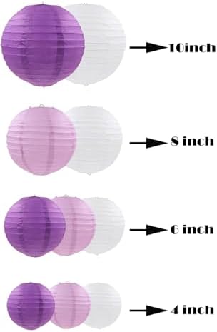 ZOOYOO 10pcs Paper Lanterns,Purple Round Hanging Paper Lanterns Decorations for Wedding,Graduation,Gender Reveal,Anniversary,Home,Birthday Party,Graden Decorr - Image 2