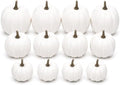 12-Pack Artificial White Mini Pumpkins in 3 Sizes for Fall Decorations by Paviro