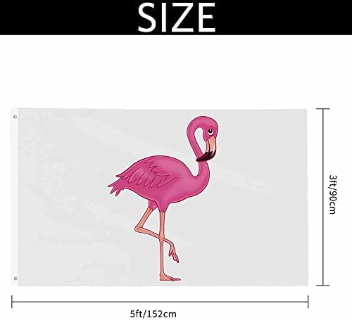 Yekiua Flamingo Flag 3X5 Ft Cute Pink African Exotic Bird Standing One Leg UV Protected Banner Outdoor Indoor Flag With Brass Grommets, Vivid Color - Image 2