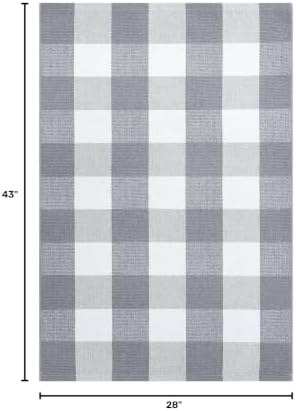 KOZYFLY Buffalo Plaid Area Rugs 2.3x3.6 Ft Grey and White Door Rug - Image 2