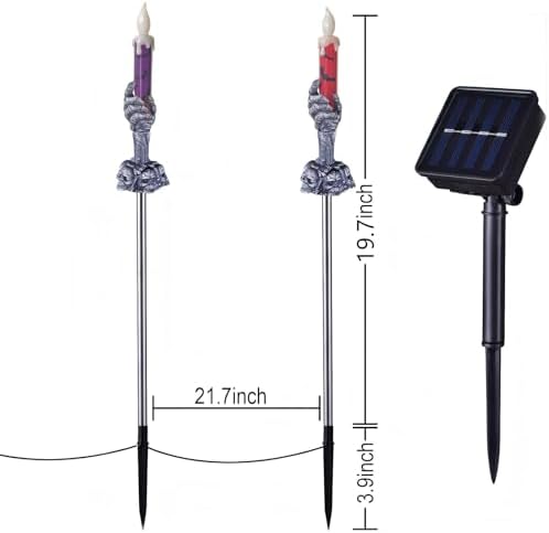 Halloween Decorations Outdoor, Solar Skull Pathway Lights, 5 Pack - Image 2